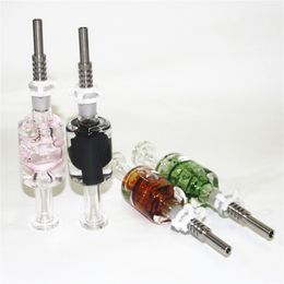 Skull Glass Nectar Bong hookah Cooling Smoking Accessories Oil Inside with a Stainless Steel Tip and Plastic Clip For Water Pipe Tobacco Pipes