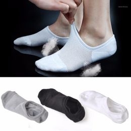 Men's Socks Wholesale- 3 Pairs Black+gray+white Men Breathable Casual Cotton Loafer Boat Non-Slip Invisible Low Cut No Show Shallow Mouth So