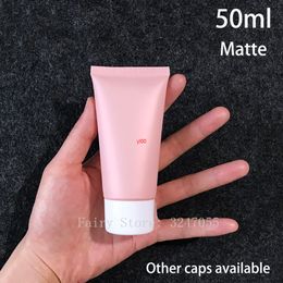 Free Shipping 50ml Matte Pink Cosmetic Containers Empty Lotion Bottles 50g Plastic Squeeze Soft Tube Frost Facial Cream Packagehigh qualtity