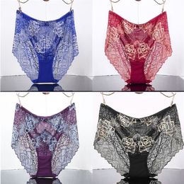 CP116 4Pcs Women Underwear Sexy Lace Transparent Panties Female Pretty Briefs Soft Breathable Lingerie Calcinha 201112