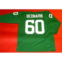 Mitch Custom Football Jersey Men Youth Women Vintage CHUCK BEDNARIK CUSTOM GREEN 3/4 SLEEVE Rare High School Size S-6XL or any name and number jerseys