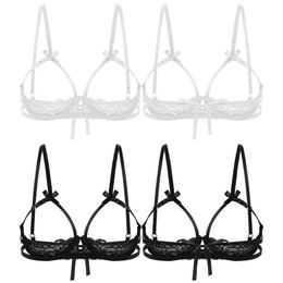 Open Nipple Bra Sexy Erotic Women Cup Cut Out Breast Underwear See Through Sheer Lace Lingerie Shelf Underwear285j