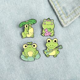 Funny Frog Enamel Pins Various Type Colours Music Strawberry Smile Brooches For Kids Gifts Lapel Pins Clothes Bags