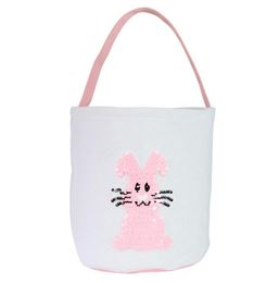 Easter Egg Storage Basket Canvas Sequins Bunny Ear Bucket Creative Easter Gift Bag With Rabbit Tail Decoration 10 Styles CCE4518