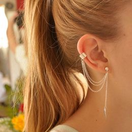 Dangle & Chandelier European And American Personality Earrings Ear Clips Metal Leaf Tassel Hip Hop Jewellery