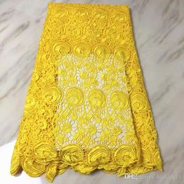 5 Yards/pc Top sale yellow flower african water soluble fabric embroidery french guipure lace for dress BW160-9