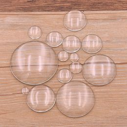 cabochon transparent UK - 1Pack 14 Sizes Round Flat Back Glass 8-45mm Transparent Clear Crystal Cabochon Cameo For Diy Jewelry Making Findings