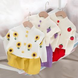 Babyinstar Boutique Manual Knitting Sets for Girls Toddler Kids Sweater + Skirts 2pcs Suits Kids Casual Outfit Children's Sets 201031