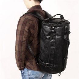 Sport Bag Gym Bag Fitness 3 Functions Backpack Shoulder Bags Handbag Soft PU Leather Waterproof Men Travel Duffel Package Tote Q0705