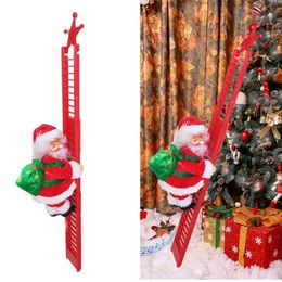 Electric Santa Claus Climbing Ladder Doll Music Creative Xmas Decor Kid Toy Gift Train Ornament Christmas Y201020