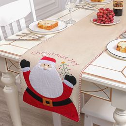 Christmas Table Runner Tablecloth Linen Table Cover Santa Claus Snowman Table Flag Tablecloth Place Mat Christmas Decorations DBC BH4352