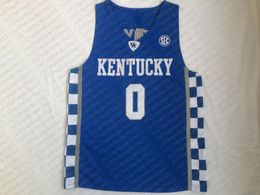 Cheap custom De'Aaron Fox #0 Kentucky Wildcats College Jersey Blue white Stitched Customize any number name MEN WOMEN YOUTH XS-5XL