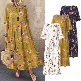 ZANZEA Women Bohemian Dress Fashion Summer Sundress Ladies Casual Daily Vestidos Long Maxi Dresses Beach Party Robe Femme T200620