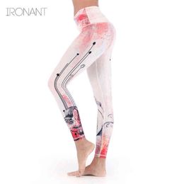 Yoga Pants Women High Waist Dye Ombre Elasticity Gym Workout Clothing Push Up Fitness Sport Femme Printed Leggings Sexy Tight H1221