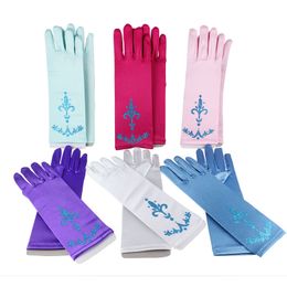 2021 New 9 Colours Snow Queen Gloves Cosplay Costume Kids Full Finger Gloves for Halloween Christmas Party children Anime Gloves Coronation