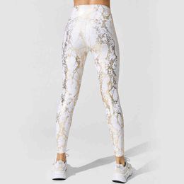Snake Shiny Leggings for Fitness Sport Woman Tights 2022 Sportswear Woman Gym High Waist Yoga Pants Leggins Mujer White Lycra XL H1221