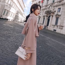 Windbreaker Style Thick Woollen Coat Female Long Autumn and Winter New Loose Temperament Slim Wool Jacket Overcoat LJ201106