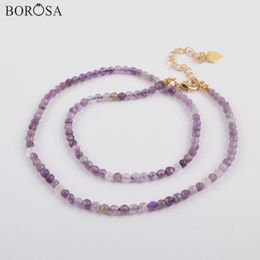 amethyst beads necklace Australia - 3mm Stone beads Choker 16inch Geniue Multi-Kind Natural Gems Faceted Bead Necklace Amethysts Amazonite Labradorite Girls Choker1