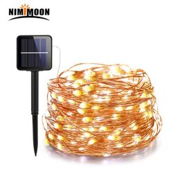 LED Outdoor Solar Lamp Holiday String Lights 21m/31m/41m Fairy Halloween Christmas Party Garland Solar Garden Waterproof Lights Y201006