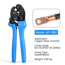 IWISS AP-50BI 8.0-33.0mm²(8-2AWG) copper nose crimping pliers electrician wire nose terminal cold crimper tool Y200321