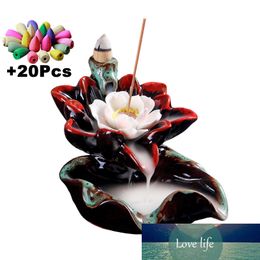 Incense Cones Coloured Ceramic Lucky Ornaments Lotus Zen Backflow Incense Furnace Incense Burner Retro Personality Products