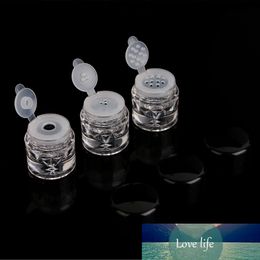 10/50PCS 2G 3ML Black+clear Plastic Loose Powder Jar With Flip Sifter Empty round powder packing jar DIY cosmetic container tool