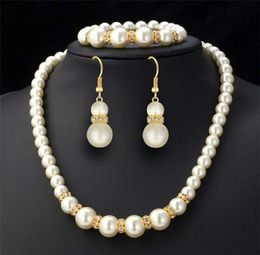 ple ansimd cross-border fashion ABS pearl set, necklace, earrings, bracelet Jewellery wholesale