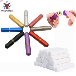 8pcs Aromatherapy Essential Oil Refillable Aluminum Blank Nasal Inhalers with High Quality Cotton Wicks (8 colors to choose)good qualtity