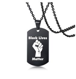 Fashion Black Lives Matter Necklace Protest Black Military Brand Necklace Hip-Hop Stainless Steel Pendant Necklace GD926