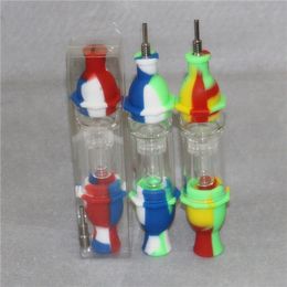 5pcs DHL free Silicone NC with Titanium Tip Hookahs Dab Straw Oil Rigs Silicon Smoking Pipes glass pipe smoke accessories
