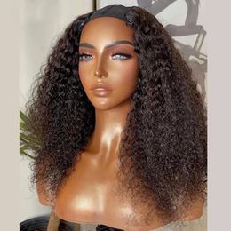 Marrom escuro afro kinky curly u parte perucas 100% cabelos humanos indiano remy 250dnsidade 30 polegadas de glueless machine fla