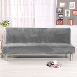 Universal Size Plush Sofa Bed Cover Armless Folding Seat Slipcover Stretch Covers Cheap Couch Protector Elastic Cover 201222