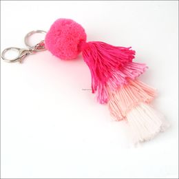 Keychains Fashion Accessories 10Pc1 Pc Bohemia Handmade Jewelry Pom Bag Charms Summer Mticolor Ball Boho Tassel For Women Wallet Party Drop