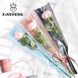 50pcs/lot Flower Wrapping Paper Bag Waterproof Single Flower OPP Bag Valentine Day Mother Day Florist Flower Packaging Bags