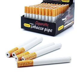 egosmoker Aluminum cigarette shape pipe Smoking Pipes Mini Hand Tobacco Pipes 78MM & 55MM Snuff tube Aluminum Ceramic Bat Smoking Accessories BD117