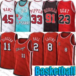 DeMar 11 DeRozan Zach 8 LaVine Jersey Basketball Throwback 23 Michael Dennis Scottie Rodman Pippen Jerseys 75. Jubiläum Lonzo Derrick Ball Rose 2022 Stadt