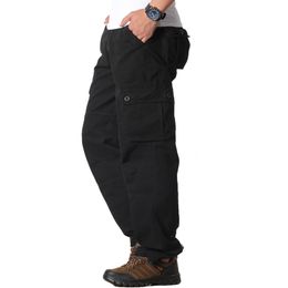 Men's Cargo Pants Casual Multi Pockets Military Tactical Pants Male Outwear Loose Straight slacks Long Trousers Plus size 44 LJ201104