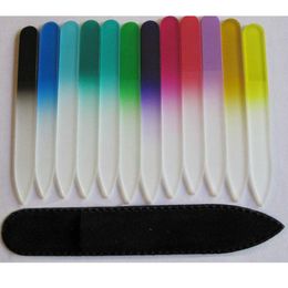 CRYSTAL GLASS NAIL FILE with Protective BLACK SLEEVE 5 1/2" COLOR