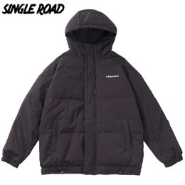 SingleRoad Men's Cotton Padded Jacket Winter Coat Parka Bombers Solid Windproof Hip Hop Streetwear Male Jacket For Men 201126