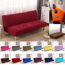 solid Colour folding sofa bed cover sofa covers spandex stretch elastic material double seat cover slipcovers for living room LJ201216