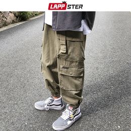 LAPPSTER Men Black Pockets Cargo Pants 2020 Harem Pants Mens Hip Hop Streetwear Sweatpants Winter Casual Joggers Pants LJ201104