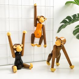 Creative Wooden Animals Sculpture Art Nordic Cute Ornament Home Crafts Children's Room Decoration Gifts for Children MM60XBJ T200710