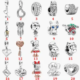 Fine Jewellery Authentic 925 Sterling Silver Bead Fit Pandora Charm Bracelets Three Pieces of Falling Feathers Shoe String Safety Chain Pendant DIY beads