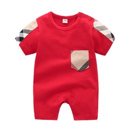 Ins Baby Infant Boy Designer Clothes Short Sleeve Newborn Girl Romper Cotton Baby Clothing Toddler Boy Clothes Retail 0-24M