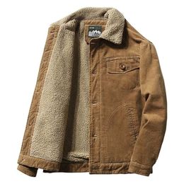 Mcikkny Men Warm Corduroy Jackets And Coats Fur Collar Winter Casual Jacket Outwear Male Thermal 201116