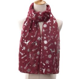 New arrive Hot silver Christmas scarf Printed Snowflake Scarf Silver Press long scarves Christmas Gift for women