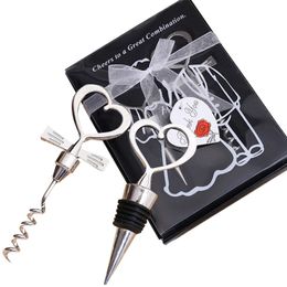 Wedding Guest Gift Kitchen Bottle Openers Corkscrew Wines Stopper Creative Heart Shaped Pair Of Wine Set