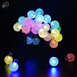 lyfs 4/6M 20/30 LED Solar Bulb String Lights Outdoor waterproof Decor Fairy Lights For Christmas Tree Wedding Party Decoration 201201