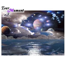 Ever Moment Diamond Painting Beautiful Mysterious Space and Stars Planet DIY 5D Diamond Embroidery Solar System Universe ASF902 201112
