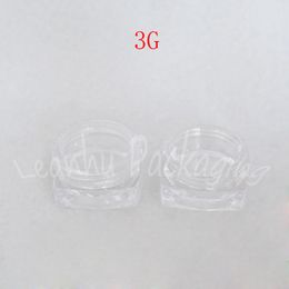 3G Transparent Plastic Square Cream Jar, 3CC Eye Cream/Mask Trial Sample Empty Cosmetic Container , Makeup Sub-bottling